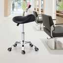 Saddle Stool with Wheels, Ergonomic Rolling Height Adjustable Chair for Medical Clinic Dental Tattoo Hair Stylist Salon Facial Nail Artist Spa, Swivel Pu Leather Stool,Black