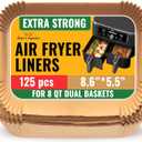 Air Fryer Liners for Ninja Foodi Dual  125Pcs Disposable Parchment Paper for Ninja DZ201 DZ401, Instant Pot Vortex Plus, PowerXL Vortex  Non-Stick and Oil Proof for Easy Cleanup by Baker's Signature (8.6"x5.5" Rectangle)