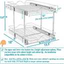 OCG 2 Tier Pull Out Cabinet Organizer (15.5" W x 18" D), Pull Out Drawers for Kitchen Cabinets, Pull Out Shelves for Base Cabinet Organization in Kitchen Bathroom Pantry, Chrome Finish