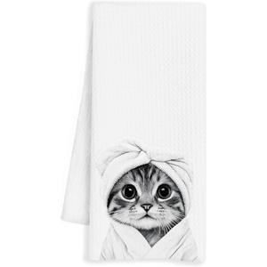 Adorable Cat Gifts Hand Towels, Cute Cat Hand Towels for Bathroom Washroom Decor, Funny Cats Animals Bathroom Decor, Cats Gifts for Women, 16x24 Inch