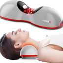 Heated Neck Stretcher with Red Light Therapy, Wireless Cervical Traction Device for TMJ Pain Relief and Shoulder Relaxer, Neck Traction Massager Pillow for Home/Office Used, Grey