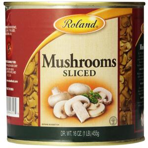 Roland Foods Canned Sliced Button Mushrooms, 16 Ounce Can, Pack of 4 BB: 10/22/2028