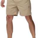 Yundobop Men's Casual 7 Inch Shorts Twill Drawstring Summer Beach Stretch Golf Shorts with Zipper Pockets (28, Khaki)