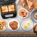 Bakers Friend 3 in 1 Mini Waffle Maker with Removable Plates, Dual Waffle & Pancake and Grill Plates, Breakfast Sandwich Maker Press, Dishwasher Safe, Non-stick Coating, Graphite