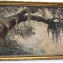 Vintage Gold Framed Landscape Wall Art, Large Live Oak Tree Moss Canvas Prints, Southern Cottagecore Picture Wall Decor for Living Room Above Bed, Aesthetic Nature Artwork, 16x24 Inch