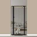 Mornyray 57"" Extra Tall Cat Gate for Pets 29.14'' - 33.86'' Wide Pet Gate Indoor, Dog Gate for Doorways Stairs, Walk Through Child Safety Baby Gate with Cat Door (Black)