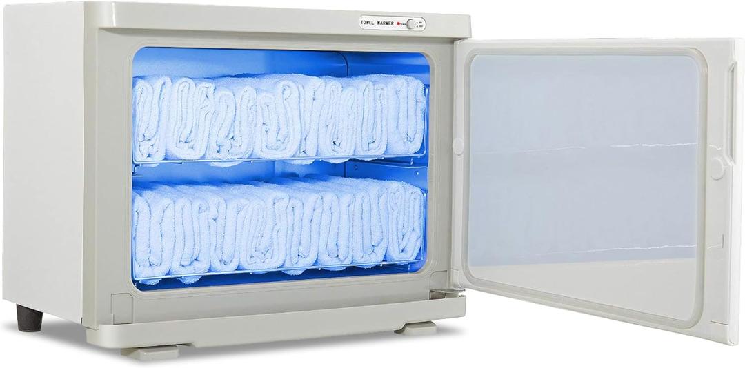 Pursonic Professional Towel Warmer with UV Sterilizer - 18L Premium Towel Warmer 360 Heating with Separate Water Tank - Aluminum Interior for Bathroom, Spa, Salon & Home (White) (Large)