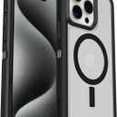 OtterBox iPhone 15 Pro MAX (Only) Defender Series XT Clear Case - DARK SIDE (Black/Clear), screenless, rugged , snaps to MagSafe, lanyard attachment (Ships in Polybag, Ideal for Business Customers)