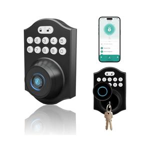 UMIKSMART Fingerprint Smart Door Lock with Keyless Entry, Keypad Door Lock, Tuya App Control, Auto Lock, Easy DlY Installation, Smart Deadbolt for Home, Apartment, Airbnb (Black)