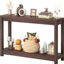 47" Farmhouse Wood Entryway Table Narrow Console Table with Storage Behind Couch Sofa Table with Shelves Entry Way Tables with Open Storage, Easy Assembly, Black Walnut