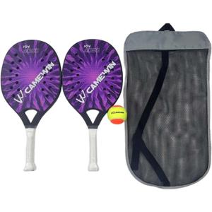 2Pcs Beach Tennis Rackets, Beach Tennis Racquet, Portable Lightweight Beach Tennis Paddles with Bag for Playground Courtyard (Purple)