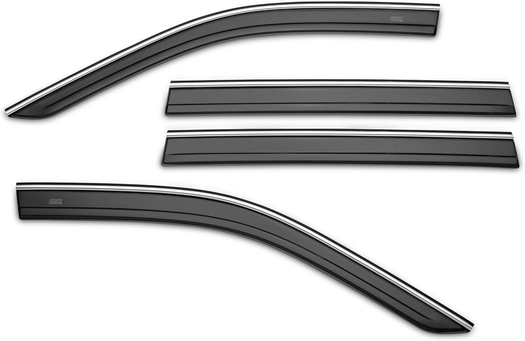 Husky Liners Low Profile Ventvisor Rain Guards | Fits 2021-2026 Jeep Grand Cherokee L | Front & Rear, 4-pc Smoke w/Chrome Trim - 2884029