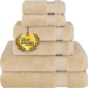 Cotton Paradise 6 Piece Towel Set, 100% Cotton Soft Absorbent Turkish Towels for Bathroom, 2 Bath Towels 2 Hand Towels 2 Washcloths, Beige Towel Set