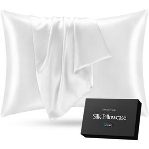 Silk Pillowcase for Hair and Skin  100% Mulberry Silk Pillowcase Standard Size, Soft Smooth Anti Frizz Beauty Sleep Pillow Case (White) | Cleo Health & Beauty