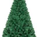 Artificial Christmas Tree 6 ft, Xmas Pine Tree Unlit with 650 Full Branches for Seasonal Holiday, Party Decoration for Home Office, Easy Assembly (Green)