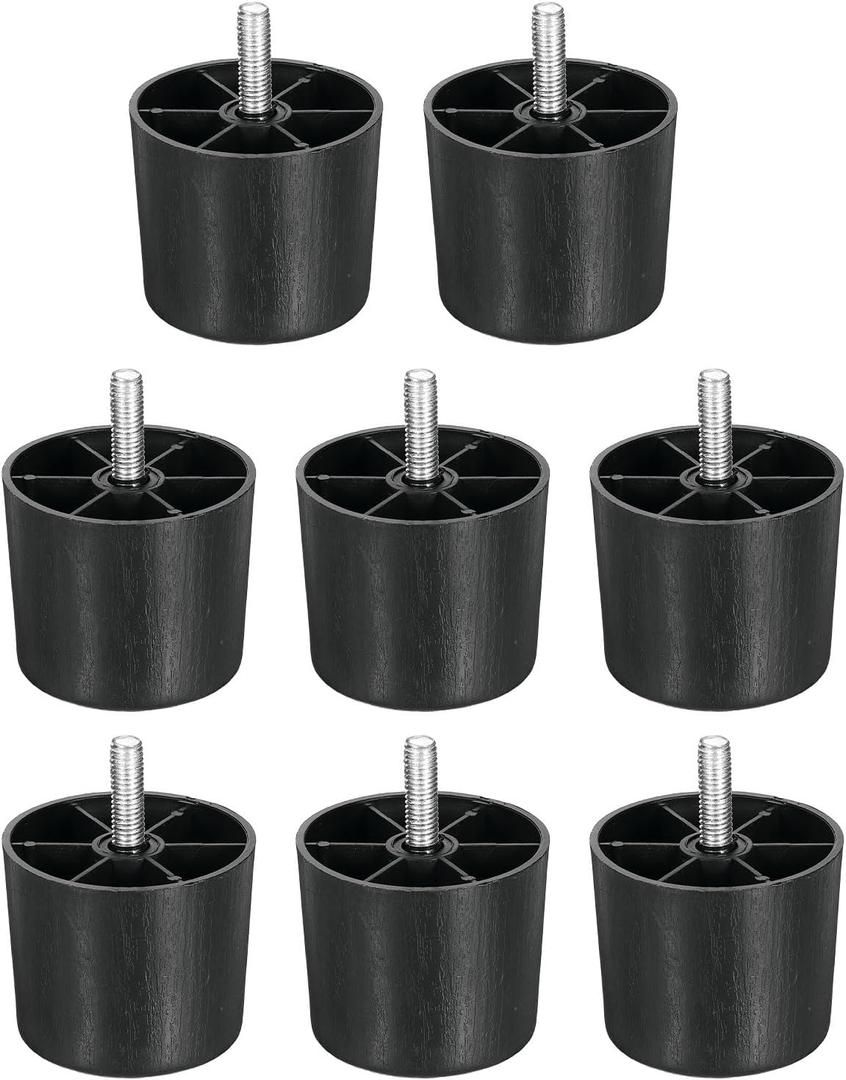 uxcell 8 Pcs 2 Inch Furniture Legs, Plastic Sofa Couch Legs Tapered Replacement Tapered Feet for Chair Sofa Dresser Cabinets Bed, Black