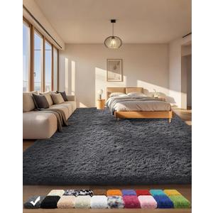 Ophanie Area Rugs for Bedroom Living Room, Grey Fluffy Fuzzy Shag Shaggy Soft Plush Carpet, 4x6 Indoor Floor Gray Rug for Kids Home Dorm Decor Aesthetic (4' x 6', 1- Grey)