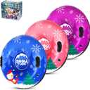 Snow Tube, 36 3Packs/4Packs Snowman Snow Tubes for Kids & Adults, Durable Cold-Resistant Inflatable Snow Sled, Sledding Heavy-Duty Hard Bottom & Handles, Perfect Family Snow Toys Xmas Gifts (blue, pink, purple)
