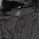SOLY HUX Long Cardigans for Women Fur Trim Fuzzy Open Front Long Sleeve Tie-up Y2k Knitted Sweater Coats (Large, Pure Black)