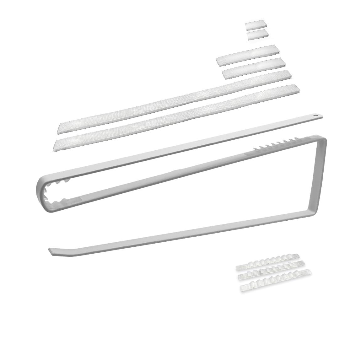 Tumbler Lid Holder Organizer for Cabinets - Protective Strips No Damage + Hook Loop Adhesive Rack, Heavy Duty Secure Fit Storage