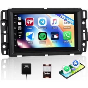 CAMECHO 2G+64G Android 13 Car Stereo for Chevy Chevrolet Silverado Tahoe GMC Sierra Yukon, Wireless CarPlay Android Auto, 7" Touchscreen Car Radio Bluetooth GPS WiFi RDS FM Mirror Link Head Unit