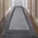 Machine Washable Runner Rug 32" x 96", Non Slip Kitchen Mat for Floor, Absorbent Entryway Rug for Kitchen, Bedroom, Living Room, Hallway, Door (Roll Packing) (Grey)