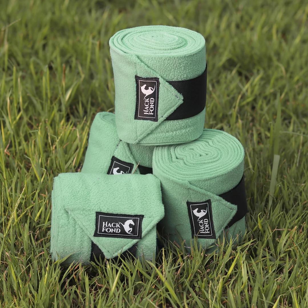 Horse Polo Leg Wraps, 10' Long Fleece Polo Wraps for Horses Set of 4, Horse Leg Bandages Stable Supplies Equestrian Boots Horse Leg Protection Light Mint