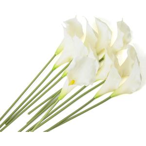 Amore Florals 12 PCS White Calla Lily Artificial Flowers,14.6" Faux Calla Lilies Flower Real Touch Silicone Fake Lilies Flowers for Home Decor,DIY Wedding Centerpieces, Indoor Floral Arrangements