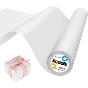 Koogel White Wrapping Paper Roll, 15" x 450"(38') Solid Color Gift Wrapping Paper for Packing Gift Wrap Parcel Wall Art Crafts Floor Covering