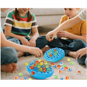 Glass Marble Stacking Balance Game with Base for Multiple Players Family Interactive Board Game Skill Development and Strategic Thinking Training