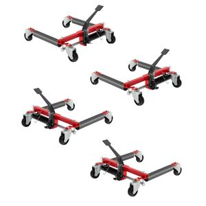 DEXSO Car Dolly Jack Set of 4, Heavy Duty 6,000 LBS Hydraulic Wheel Dolly Vehicle Skates Positioning Jack with Foot Pedal for Car Moving Maintenance, Red