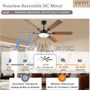 60 Inch Ceiling Fans with Lights, Large Modern Brown Ceiling Fan with Light and Remote Control, 6 Double Sided Blades, 6 Speed Reversible Motor, Dimmable LED, Silent Timing, Indoor Outdoor Patio Use