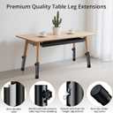 Anbte 4pcs Folding Table Leg Extenders, 5 Levels Adjustable Height Rise Up to 6.1 in, Heavy Duty Steel Table Risers for Straight and Bent Legs, Reduces Stooped Work, Black