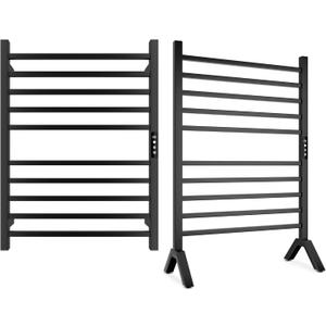 Poloma Wall Mounted & Freestanding Towel Warmer Rack for Bathrooms, Electric Heated Towel Rack Heater, Stainless Steel, Matt Black.