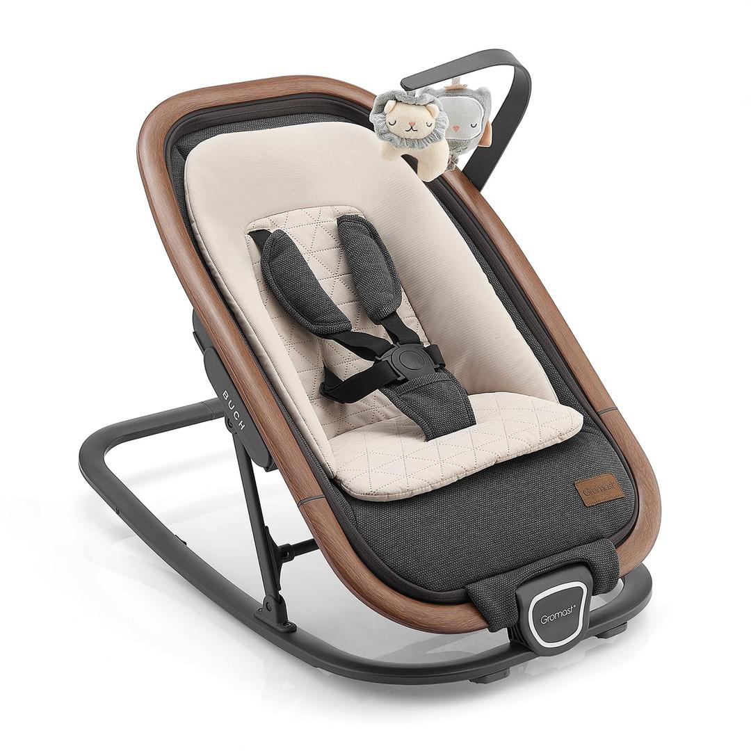 Gromast 2-in-1 Baby Bouncer Seat for Infants, Portable Baby Rocker with 3 Adjustable Backrest Positions & Travel Bag - Dark Gray