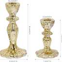 Candlestick Holders Set of 3, Gold Glass Mercury Candle Holders for Candlesticks, Table Centerpiece, Home Decor, Wedding, Birthday, Party, Christmas