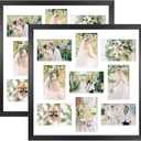 17x17 Collage Frame with 9 Openings 4X6 Pictures, Multiple Picture Frame with Mat, Wall or Tabletop Decor, Black Wood Grain,2 Pack
