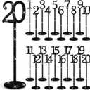 Chunful 20 Pcs Glitter Table Numbers 1-20 Wooden Wedding Table Numbers for Wedding Reception, Banquet, Catering Events, with Holder Base(Black)