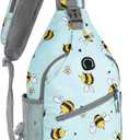ZOMAKE Sling Bag,Small Crossbody Sling Backpack,Water Resistant Shoulder Daypack for Travel,Anti Thief Chest Bag for Hiking(Bee Blue)