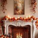 Autumn Forest Framed Canvas Wall Art 16x24 Trees Leaves Trail Artwork, Woodland Path in Fall Colors Landscape Print, Rustic Nature Forest Painting Farmhouse Bedroom Entryway Home Decor