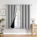 ChrisDowa 100% Blackout Curtains for Bedroom with Black Liner, 2 Thick Layers Total Blackout Thermal Insulated Grommet Window Curtains 63 Inch Length 2 Panels Set (Light Grey, 52 x 63 Inch)