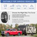 Heavy Duty Rv Tire Covers Set of 4, Tough Waterproof Wheel Covers for Boat Trailer Camper Truck Motorhome Van SUV Jeep Car, Sun Rain Wheel Protecter, 33-35 Inch Tire Diameter, Gloves