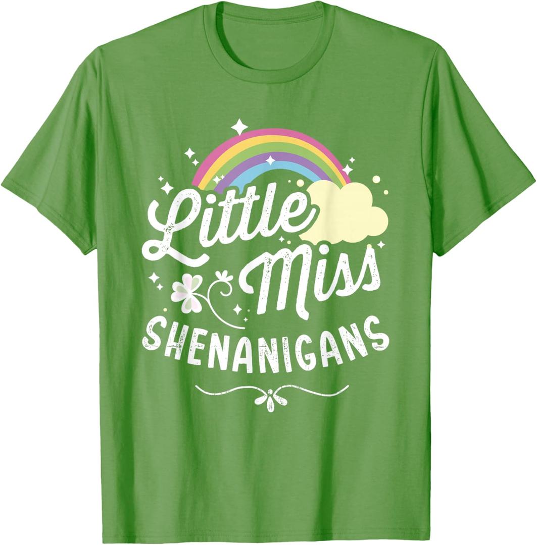 Little Miss Shenanigans for Girls and Women St Patricks Day T-Shirt, Small