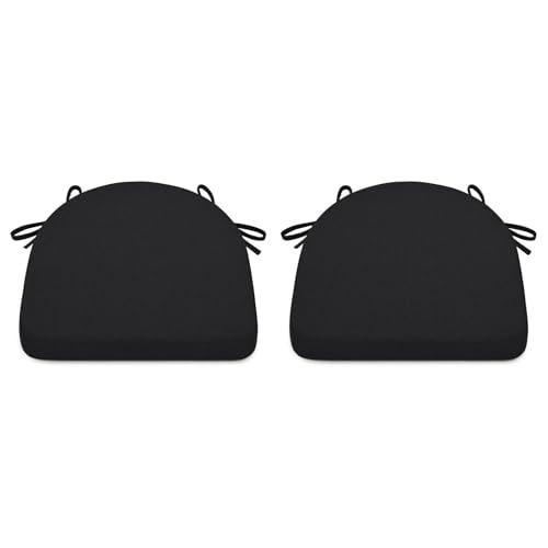 Shinnwa Kitchen Chair Cushions Set of 2, Non-Slip Dining Chair Cushions with Ties and Machine Washable Cover, 2 Pack, 17 x 16.5 x 2in, Black