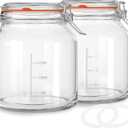 2 Pack 79oz Glass Jar with Lid(2350ML), 0.6 Gallon Mason Jars Wide Mouth with Airtight Lid, Glass Pickle Jar for Food Storage, Cookies, Pickling, Kombucha(Includes 2 Spare Seals)