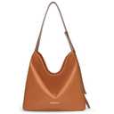 LuxeBold Hobo Bag for Women Vegan Leather Zippered Shoulder Handbags Slouchy Top Handle Tote Bag with Phone Pouch Casual Purses LXB-004-BR, Brown