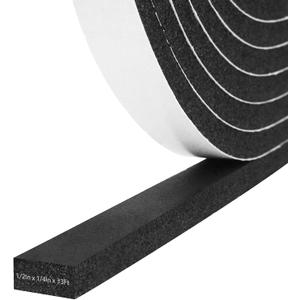Storystore Weather Stripping Door Seal Strip, 1/2In x 1/4In x 33FT Self Adhesive Foam Tape for Door Window Insulation Soundproofing Weatherstrip, High Density Foam Seal for Doors Windows Furniture