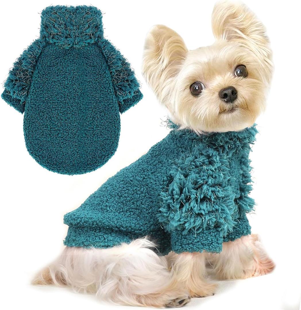 Small Dog Sweaters Winter Dog Clothes Puppy Sweater for Chihuahua Dachshund Yorkie Soft Thickening Warm Dogs Shirt Winter Puppy Sweater for Dogs, Green, XS