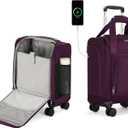 MILADA Underseat Carry On Luggage with Wheels, Airline Approved 16-inch Spinner Small Suitcase, Softside Travel Luggage, Personal Item Overnight Bag, Business Mini Suitcase for Women and Men, Purple