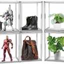 5 Pack X-Large Acrylic Shoe Box Size 14, Clear Sneaker Shoe Display Case Transparent Stackable Storage Box Purse Handbag Organizer, Figure Collectibles Showcase, Fit Underbed, Closet, Bathroom